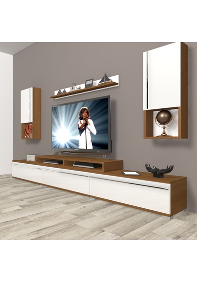 Decoraktiv Ekoflex 270ta Mdf Tv Ünitesi Tv Sehpası Ceviz - Beyaz