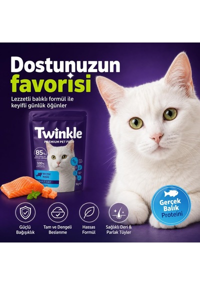 Tr Yetişkin Kedi Maması 1 Kg - Balıklı Kedi Maması -%85 Hayvansal Protein - Tam Ve Dengeli Beslenme - Tüy Ve Deri