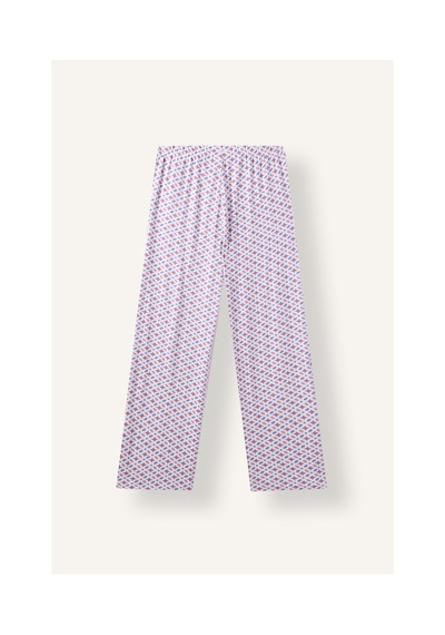 Defacto Relaxed Fit Uzun Kollu Düğmeli Desenli Pijama Takımı H9099ax26aupr461 Mor-pr461