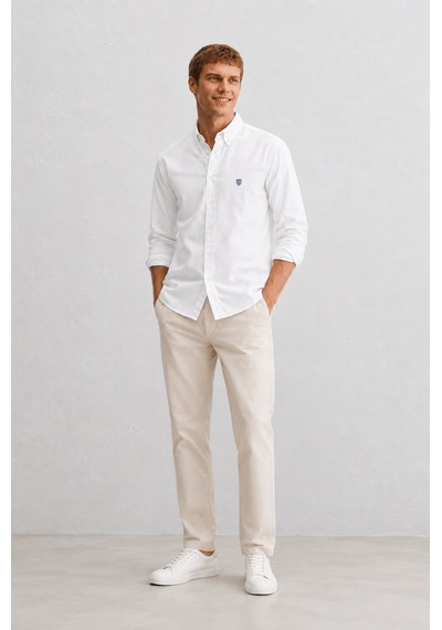 UCLA Tyson Beyaz Nakışlı %100 Pamuk Poplin Standard Fit Erkek Gömlek