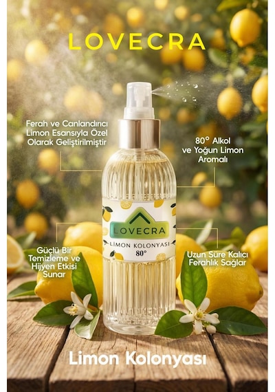 Limon Kolonyası 80 Ferahlatıcı Hijyenik Güçlü Temizlik Canlandırıcı Etki 150 Ml