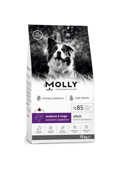 Molly Hipoalerjenik Kuzu Etli Ve Yaban Mersinli Büyük Irk Yetişkin Köpek Maması 15 Kg