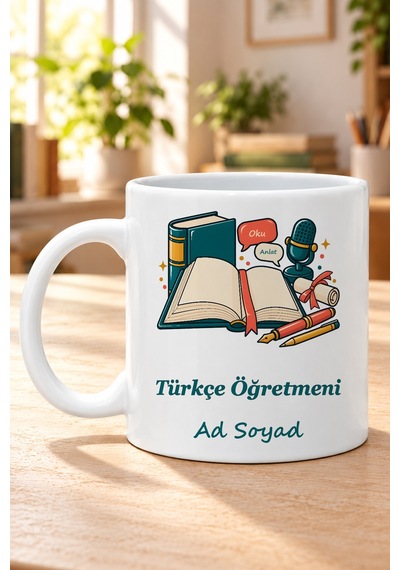 Türkçe Öğretmeni İsimli Baskılı Beyaz Kupa