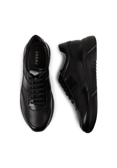 Deery Hakiki Deri Siyah Erkek Sneaker Ayakkabı - 01963Msyhe01 Siyah
