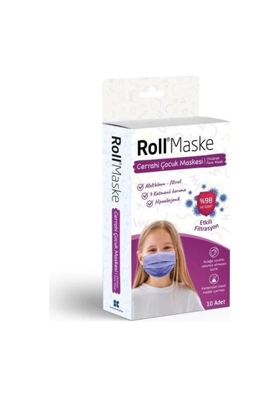 Roll Maske Çocuk Kız Lila 10'lu 5 Paket