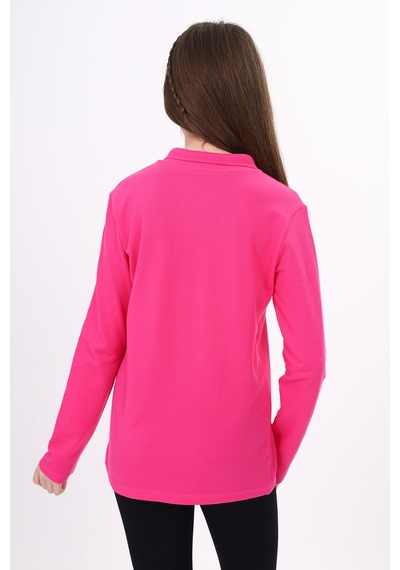 Toontoy Kids Toontoy Unisex Polo Yaka Düğmeli Uzun Kollu Tişört Fuşya