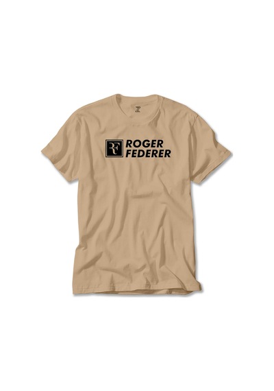 Roger Federer Text Krem Tişört