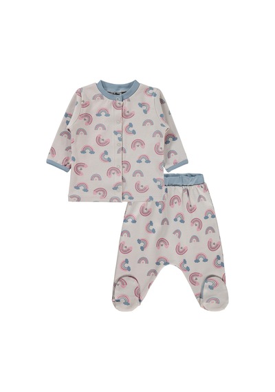 Civil Baby Gökkuşağı Empirme 1-9 Ay Pijama Takımı - Bej Taş Rengi
