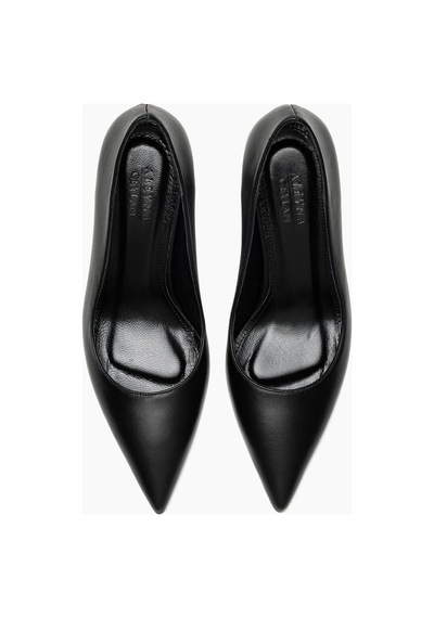 Romma Hakiki Deri Siyah Kadın Klasik Topuklu Ayakkabı Stiletto