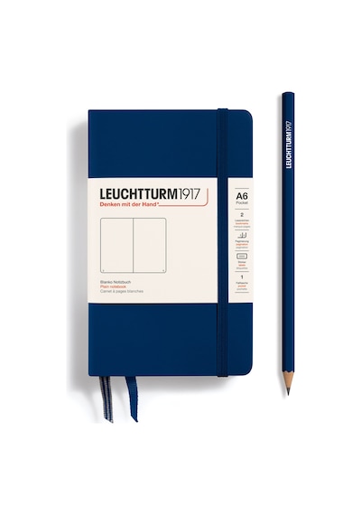 Leuchtturm1917 Not Defteri Cep Boy A6 , Sert Kapak, 187 Numaralandırılmış Sayfa, Düz, Lacivert