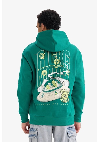 Defacto Rıck And Morty Boxy Fıt Kapüşonlu Baskılı Kalın Sweatshirt Kumaşı Sweatshirt F8136ax26spgn384 Yeşil-gn384