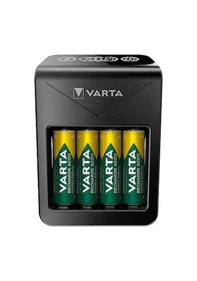 Akü Şarj Cihazı, 4 X Aa 2100 Mah Dahil, Şarj Edilebilir Aa/aaa/9v Ve Usb Cihazlar İçin, Lcd Plug Charger+, Tek Yuvalı Şarj, Siyah