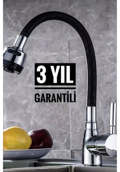 Mayygo 3 Yıl Garantili Oynar Başlıklı Spiral Siyah Kubar Lavabo, Mutfak Esnek Musluk