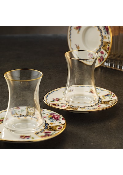 Sandro Moreno 1453 Antik Rose Gold 12 Parça 6 Kişilik Çay Seti 110 Ml Renkli