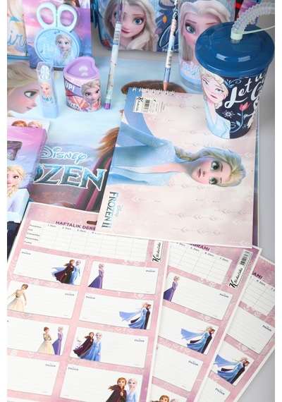 X Dekomus Lisanslı Elsa Frozen Full Kırtasiye Seti Anaokul,beslenme Ve Kalem Çantası,beslenme Kabı,matara,beslenme Örtüsü Altın