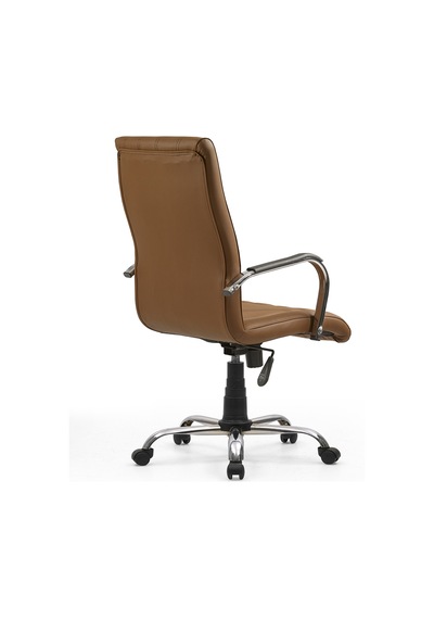Eko Bolero Müdür Bilgisayar - Ofis - Müdür - Büro - Çalışma Koltuğu Taba Renk Krom Ayaklı Taba