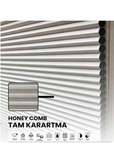 Honeycomb Bal Peteği Çiftli Sistem Gece-gündüz %100 Karatma Ve Isı Yalıtımlı Plise Perde Antrasit