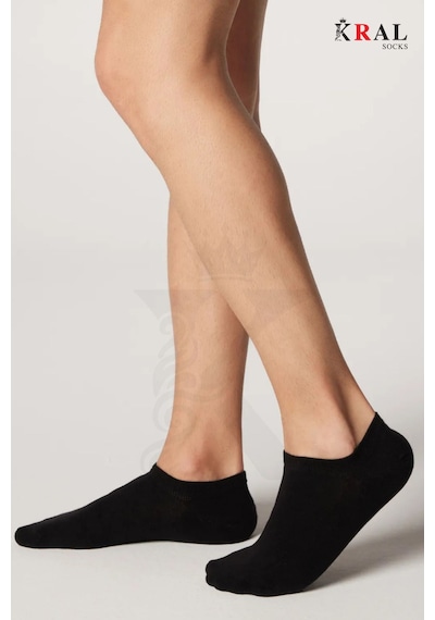 Kral Socks Düz Desen Sneakers Pamuklu Terletmez Unisex Çorap 6 Çift - Siyah