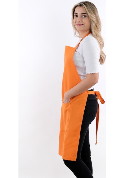 Simple 3lü Set Ayar Askılı Cepli Mutfak Önlüğü Seti 2 Eldiven Şef Garson Kafe Aşçı Barista Turuncu