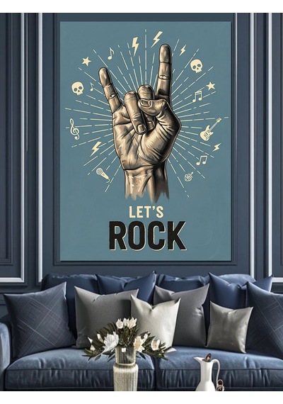 Ahşap Tablo Rock İşareti El Sembolü