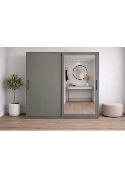Vigor Tamamı Mdf Sürgülü Portmanto Vestiyer Ayakkabılık Füme 120 Cm Antrasit
