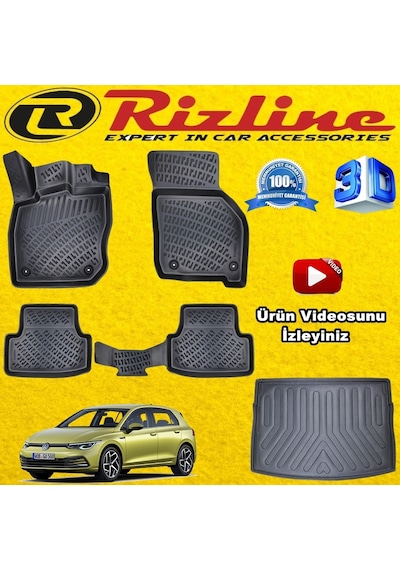 Vw Golf 8 Otomatik 3D Paspas+Üst Bagaj Havuz 2020 Snr. Rizline N11.16001