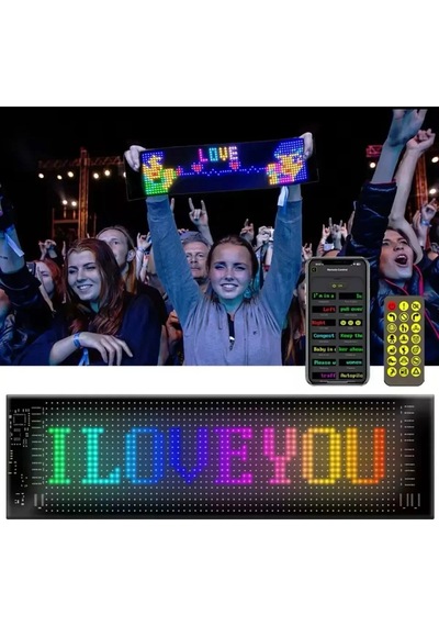 Led Ekran Matrix Panel Cama Yapışan En Büyük Boy 16x96 Led Sayısı Araba Yazısı 12cm-59.5cm Açık Lacivert