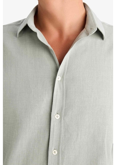 DeFacto %100 Pamuk Regular Fit İnce Kumaş Polo Yaka Uzun Kollu Gömlek D7394AX25SPKH499