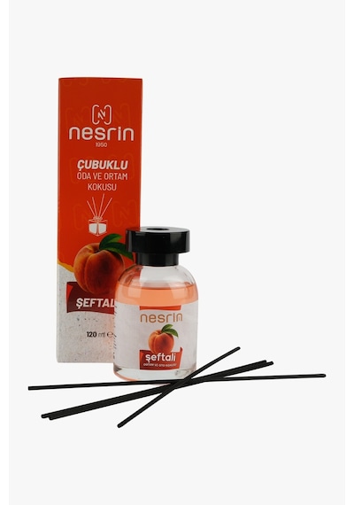 Nesrin 120 Ml Çubuklu Oda Kokusu Şeftali Bambu Koku, Kalıcı Ortam Kokusu Ve Dekoratif Cam Şişe - 8690352728213se