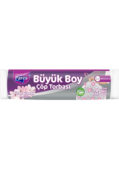 Büyük Boy Büzgülü Çöp Torbası Paketi Çilek, Limon, Yasemin Ve Kiraz Çiçeği Kokulu