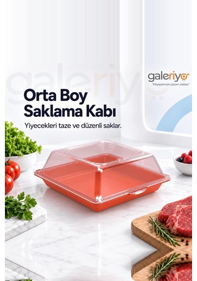 Galeriyo Derin Dondurucu Saklama Kabı Orta Boy Turuncu