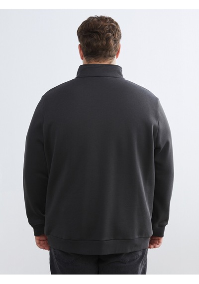 Lcwaıkıkı Classic Antrasit Büyük Beden Dik Yaka Erkek Sweatshirt