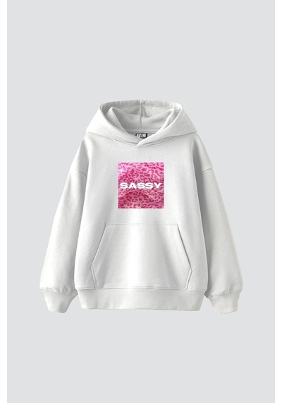 Startmore Sassy Baskılı Oversize Unisex Beyaz Beyaz