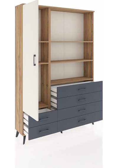 Arges Dolap 7 Raflı 6 Çekmeceli Tek Kapaklı 132x30x195 Çam-aytaşı/antrasit Aytası/antrasıt Arges Dolap 7 Raflı 6 Çekmeceli Tek Kapaklı 132x30x195 Çam-aytaşı/antrasit Aytası/antrasıt