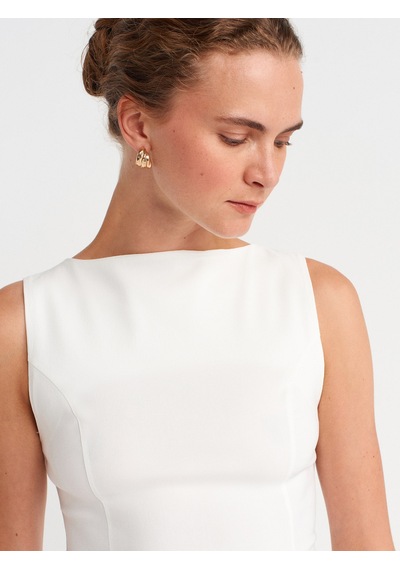 Dilvin 50281 Peplum Top-ekru Ekru