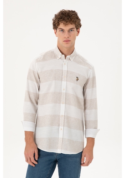 U.s. Polo Assn. Erkek Taş Gömlek Desenli 50291249-vr049 Taş