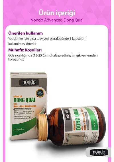 Nondo Advanced Dong Quai With Maca + Vitex Agnus Castus 35 Kapsül