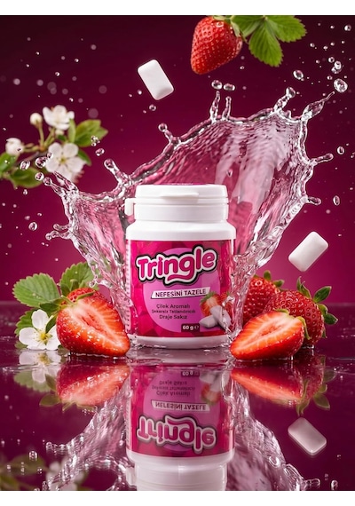 Tringle Çilek Aromalı Draje Sakız 60 G Şekersiz Tatlandırıcılı Çilek Aromalı Pratik Draje Sakız Günlük Kullanıma Uygun