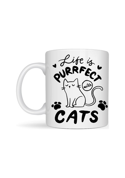 Northcity Life İs Purrfect With Cats Kedi Desenli Porselen Kupa Model 62 Sevimli Kedi Figürlü Kahve Kupası Diğer