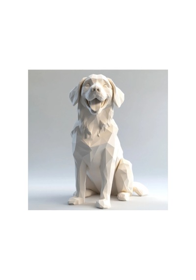 Golden Retriever Golden Köpek Heykel Biblo Dekoratif Obje 12 Cm 3d Baskı Pla Plastik Beyaz