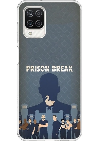 Samsung Galaxy A12 Uyumlu Şeffaf Kılıf Prison Break Tasarımlı