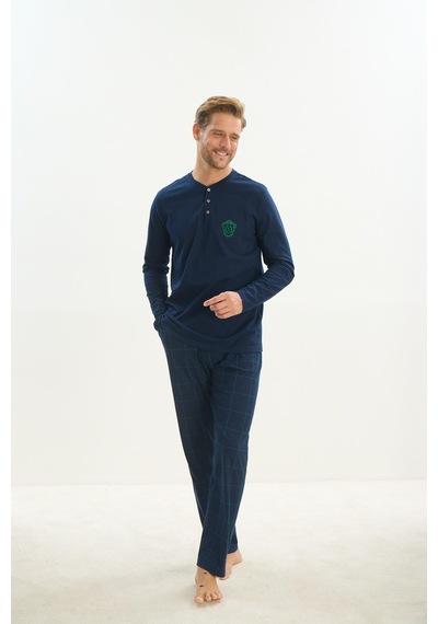 Sevim Erkek Uzun Kol Lacivert Pijama Takım C3t1n5o9 001
