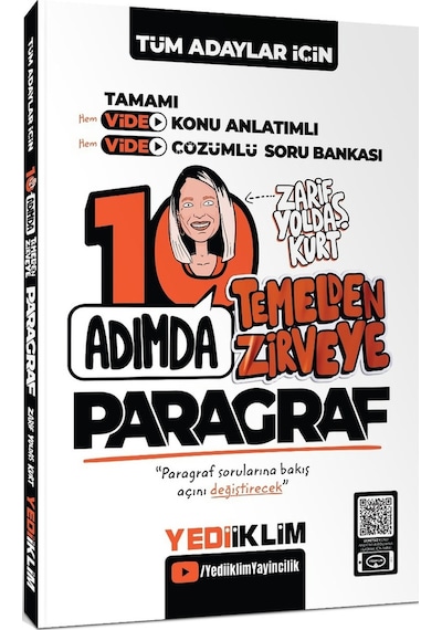Tüm Adaylar İçin 10 Adımda Paragraf Video Konu Anlatımlı ve Video Çözümlü Soru Bankası- Yediiklim Yayınları