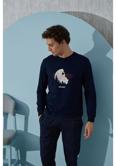 Sevim Erkek Uzun Kol Lacivert Pijama Takımı C9t4n3o3 001