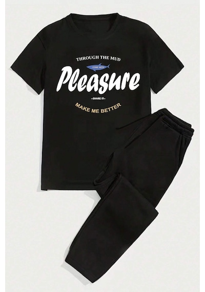Uyguntarz Unisex Pleasura 2'li Eşofman Takımı Siyah