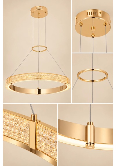 Modern Premium Gold Led Sarkıt Avize Salon Oturma Odası Yemek Odası Avizesi 38w 3 Renk Beyaz