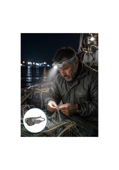 Yüksek Parlaklıklı Led Kafa Feneri Gece Çalışmaları İçin Yüksek Parlaklıklı Siyah