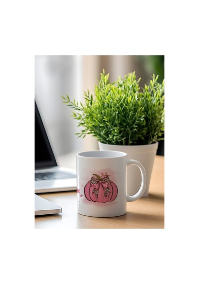 Kişiselleştirilebilir Pembe Bal Kabağı Ve Leopar Kurdele Tasarımlı Hediyelik Kupa Bardak - 330 Ml Çok Renkli - 876162704 Çok Renkli - 876162704 Çok Renkli