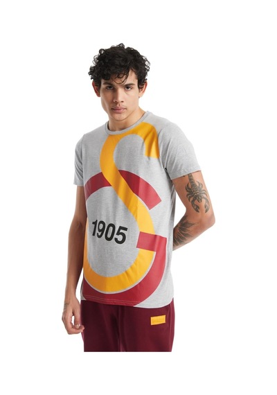 Galatasaray Lisanslı Büyük Logolu Gri T-shirt 001