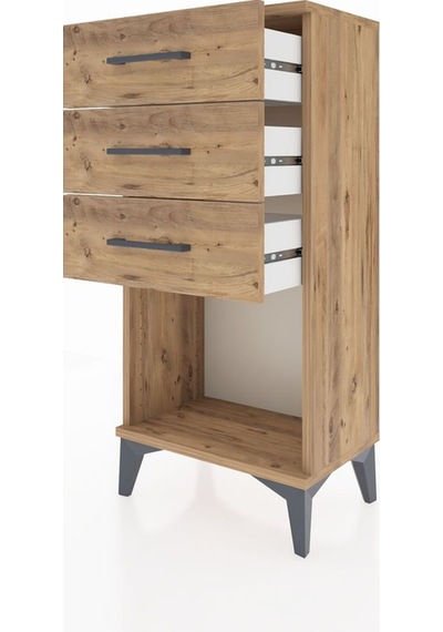 Arges Komodin 3 Çekmeceli 44x30x96 Çam-çam Atlas Çam